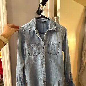 Express Light Blue Denim-Style Button Shirt